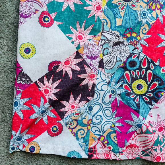 EUC Rip Skirt Women Hawaii Patchwork Wrap Skirt Travel Summer Multicolor Size Lg - Picture 7 of 8